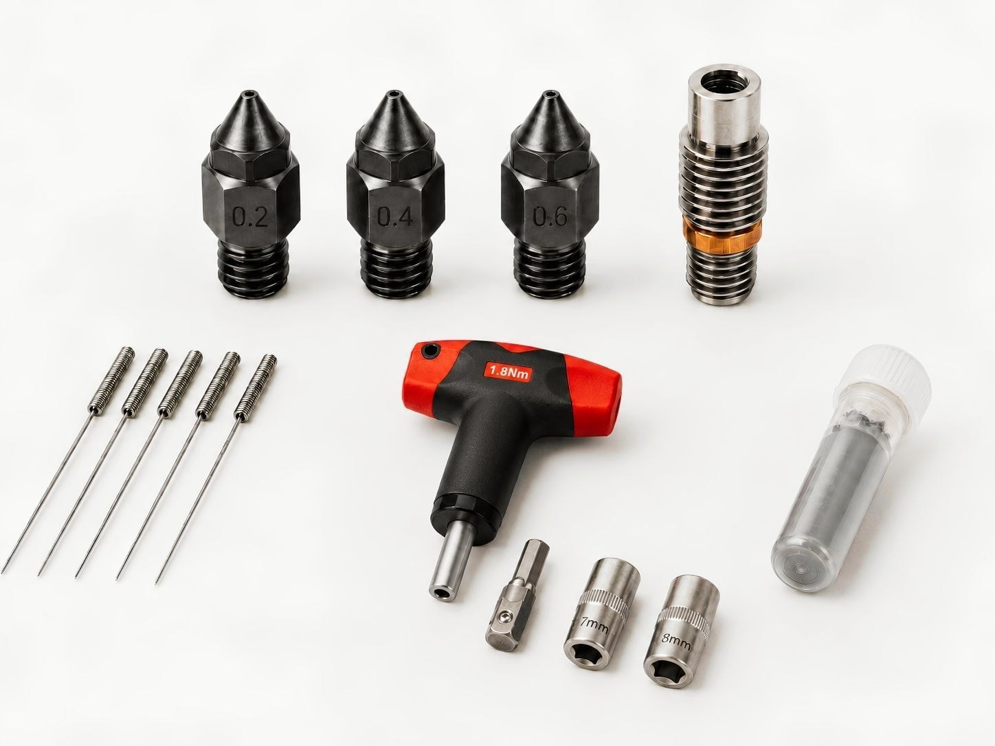 Hardened steel nozzle precision component close-up